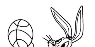libro para colorear de bugs bunny basketball para imprimir
