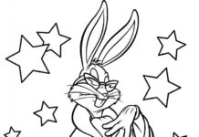 bugs rabbit in glasses coloring book to print