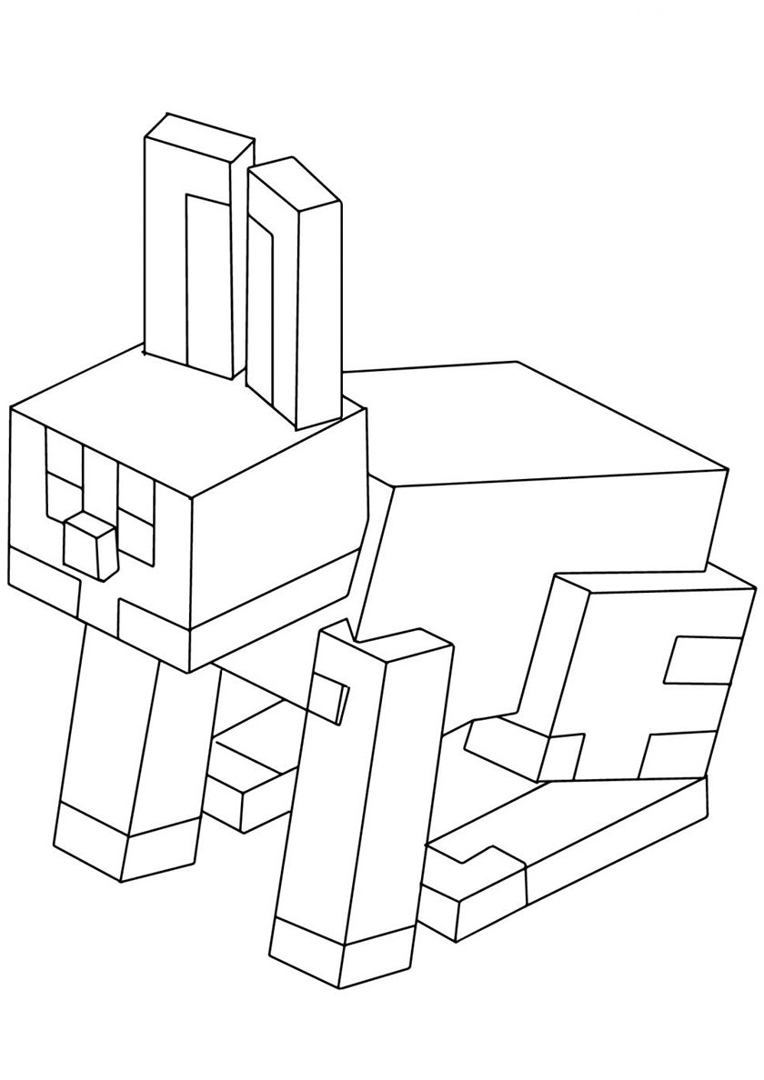 rabbit minecraft coloring book to print