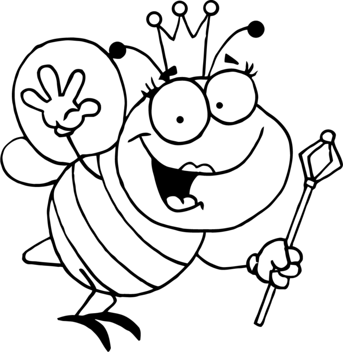 Včela kráľovná omaľovánky na vytlačenie