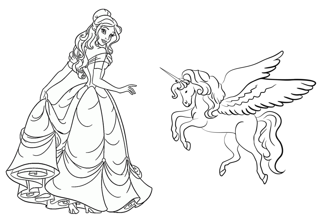 barbie princess and unicorn coloring book to print