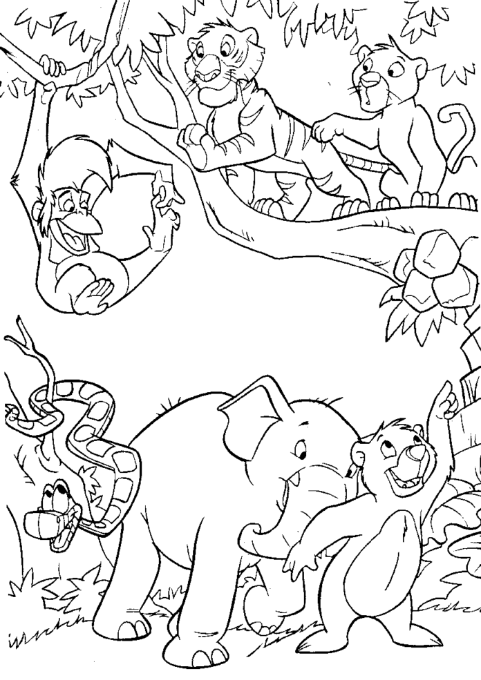 księga dżungli zwierzęta kolorowanka do drukowania