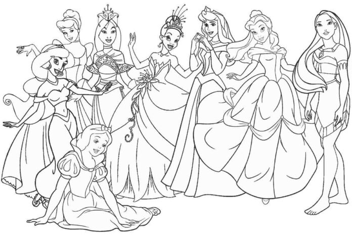 Princezné na plese omaľovánky k vytlačeniu