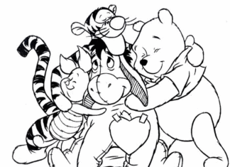 Winnie the Pooh and his friends coloring book to print