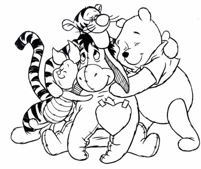 Winnie the Pooh and his friends coloring book to print