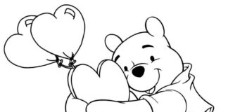 Winnie the Pooh mit Luftballons Malbuch zum Ausdrucken
