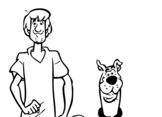 Shaggy a pes jménem Scooby Doo omalovánky k vytisknutí