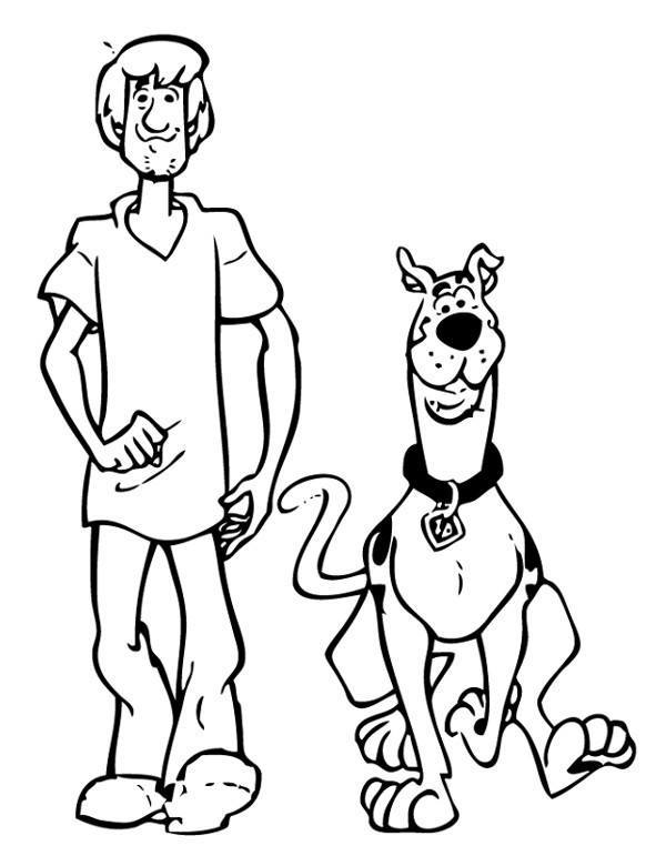 Shaggy a pes jménem Scooby Doo omalovánky k vytisknutí