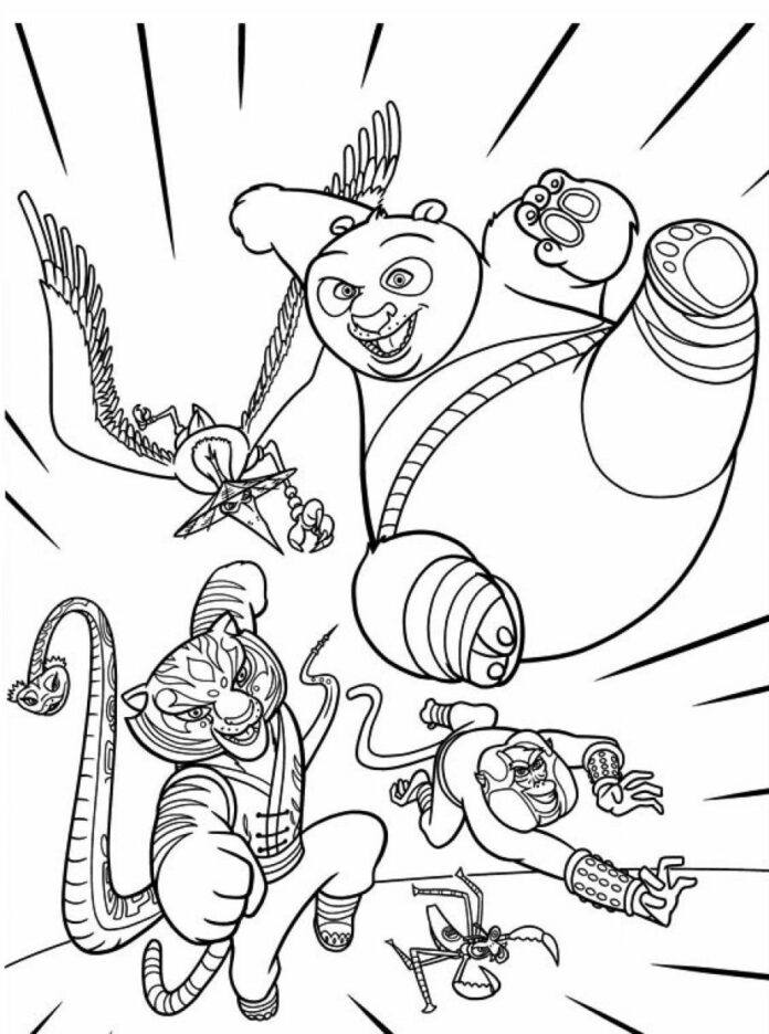 kung fu panda in action coloring book to print