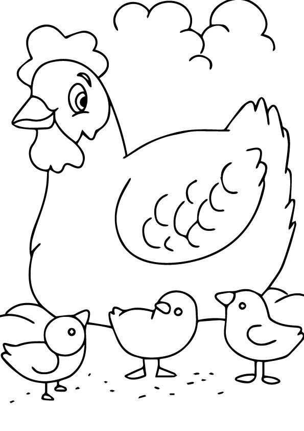 Libro para colorear de gallinas y pollitos para imprimir y online