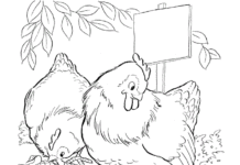 hen with chickens coloring book to print