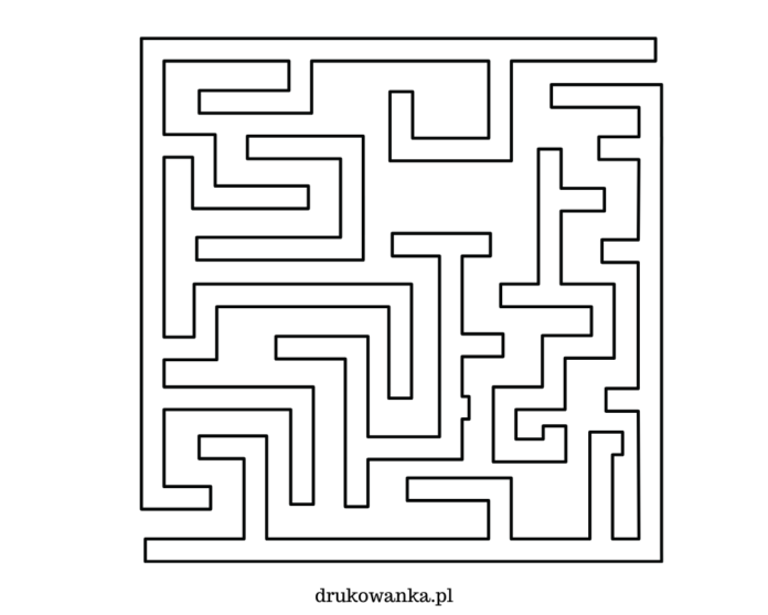 Färgbok för att skriva ut en fyrkantig labyrint