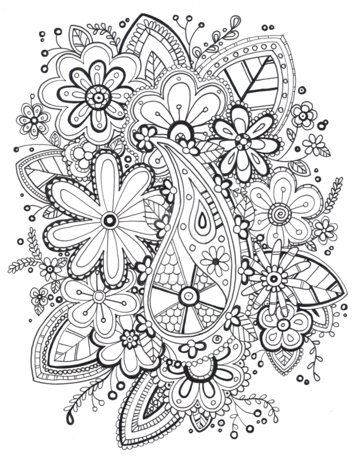 flowers in summer for adults zentangle coloring book to print