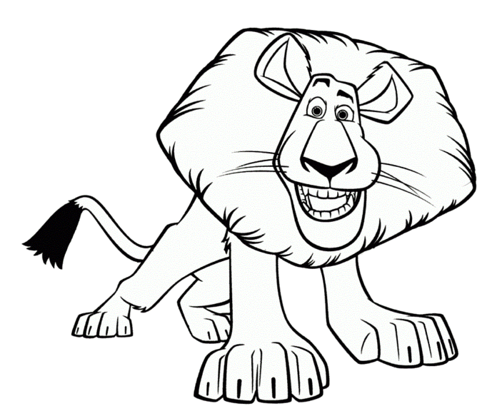 lion alex for kids coloring book to print