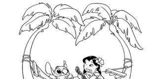 lilo and hitch on a hammock coloring book to print