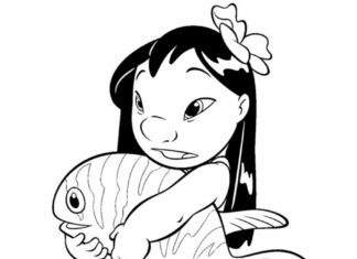 lilo caught a fish 塗り絵ブック 印刷用