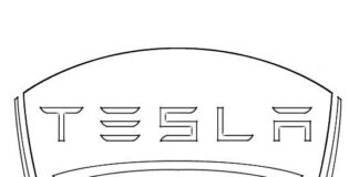 logo tesla sello hoja para colorear imprimible