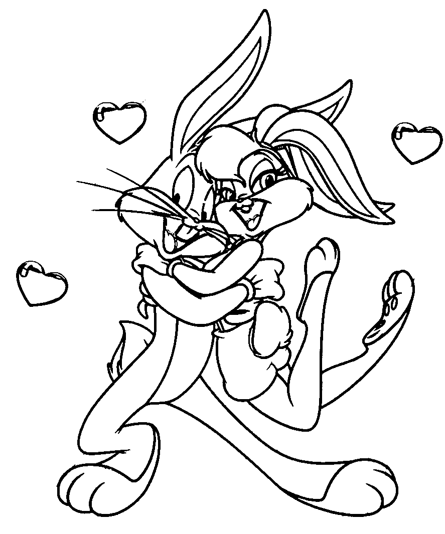 lola et bugs couple de lapins amoureux livre à colorier à imprimer