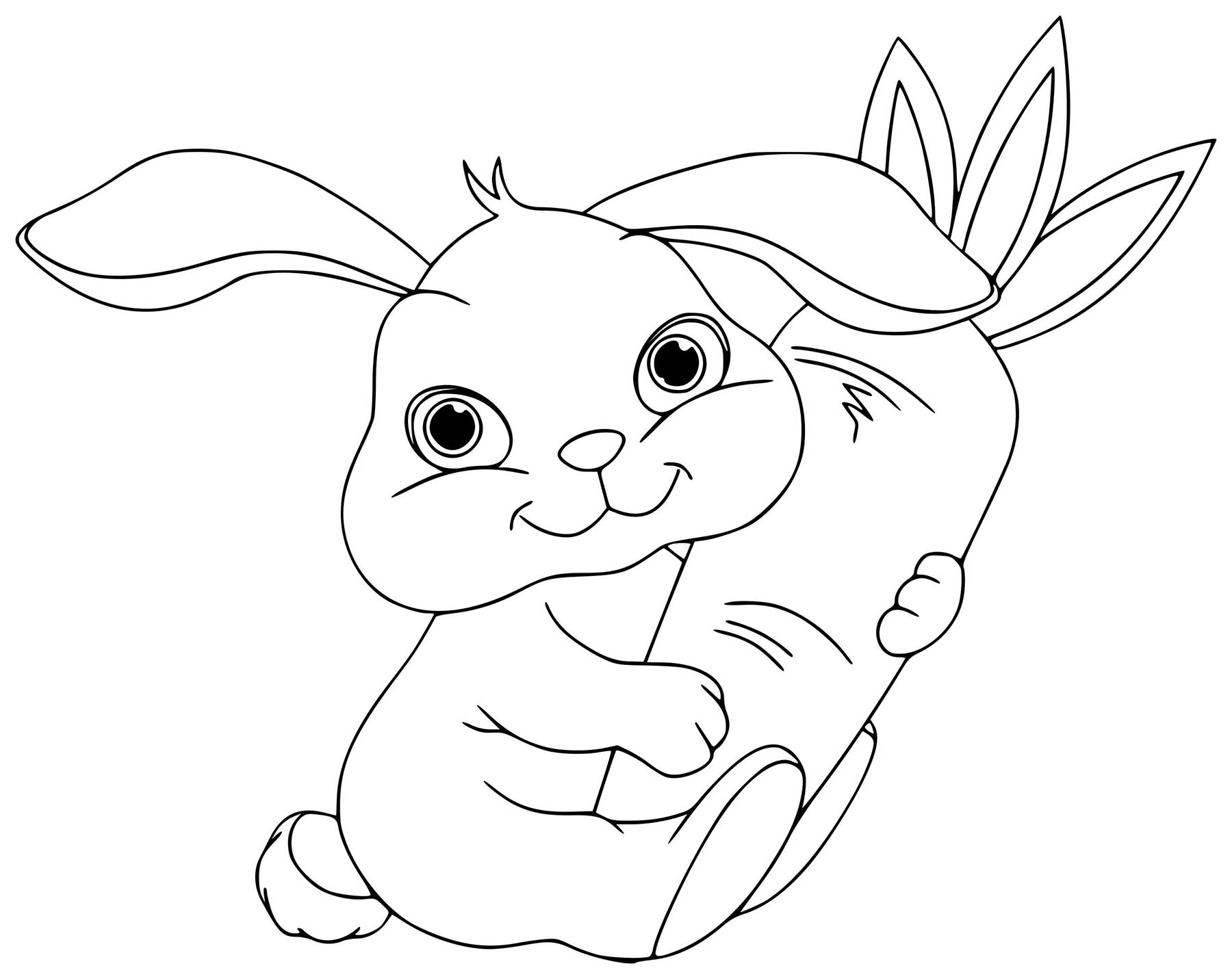 Malbuch Kleines Kaninchen mit Karotte zum Ausdrucken und online