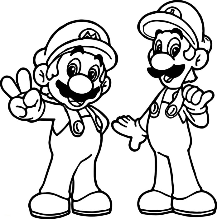 Mario och Lugi två vänner färgbok som kan skrivas ut