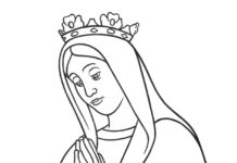 Maria Jumalan äiti kruunussa värityskirja tulostettava
