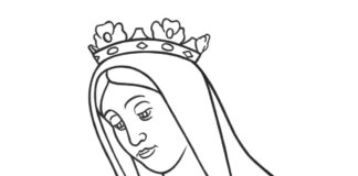 marya mère de dieu dans la couronne livre de coloriage à imprimer