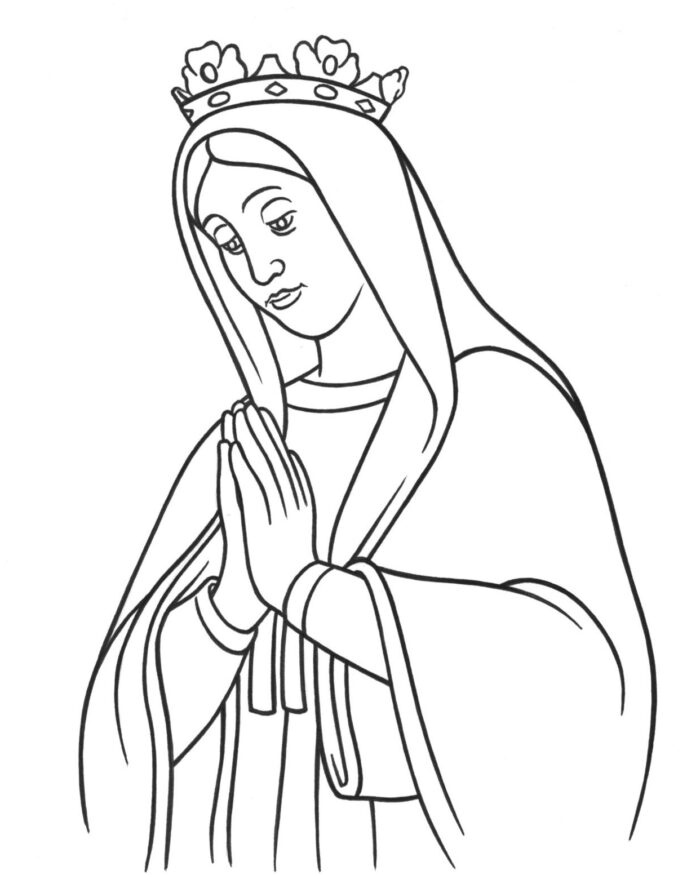 marya matka boží v koruně omalovánky k vytisknutí