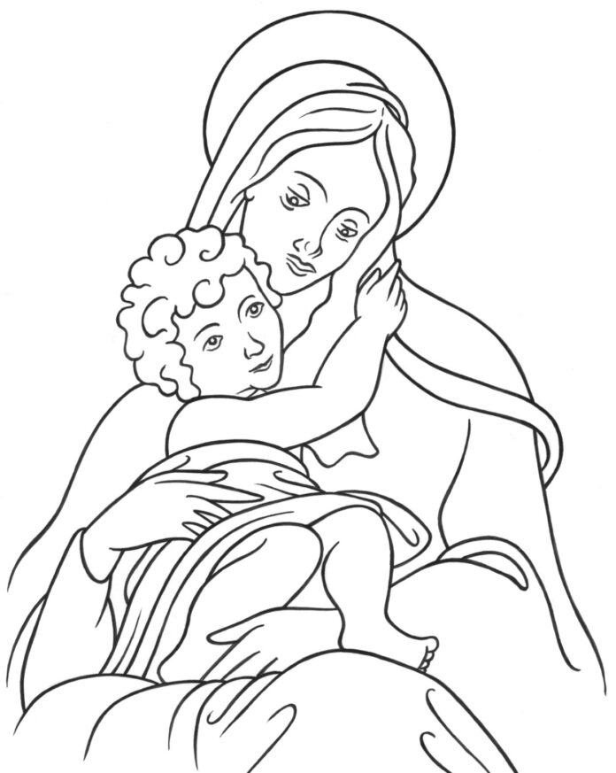 Mary ja vauva värityskirja tulostettava