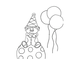 little sad clown in the circus coloring book to print
