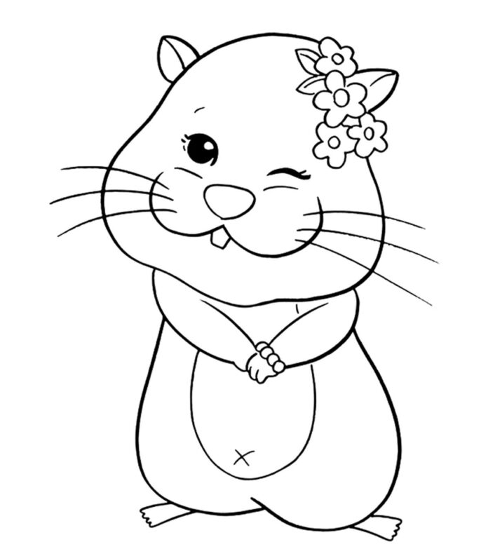cute little hamster coloring book to print