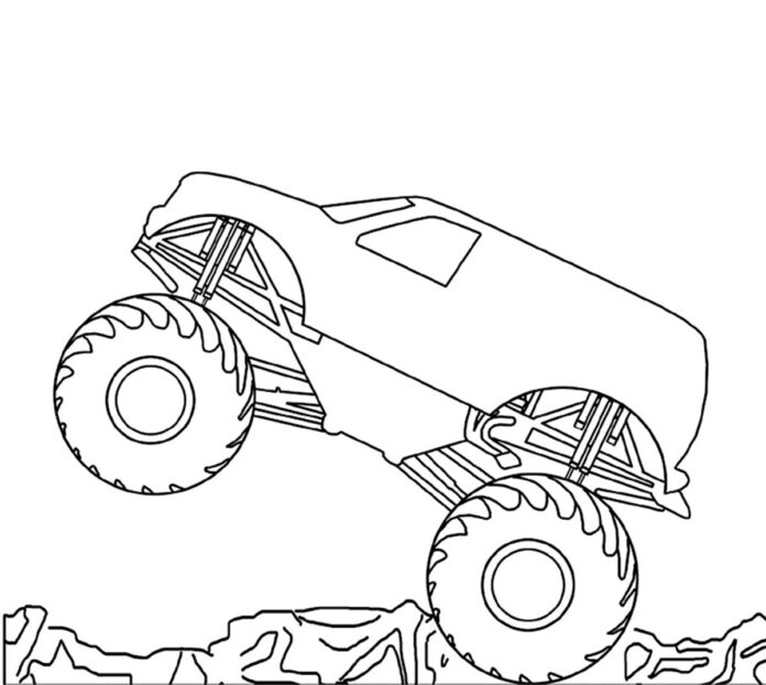 monster truck stunts libro da colorare da stampare