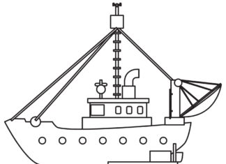 rybársky motorový čln omaľovánky na vytlačenie