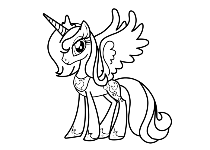 my little pony luna pony with wings coloring page printable