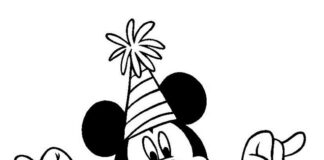 Mickey Mouse hat ein Geburtstags-Malbuch zum Ausdrucken