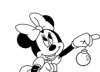 Mickey Mouse dresses up a Christmas tree coloring book to print