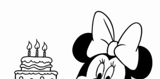 mickey mouse with cake livre de coloriage à imprimer