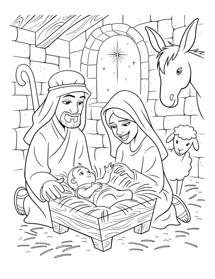 kristus födelse målarbok att skriva ut