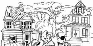 haunted fairy house coloring book to print