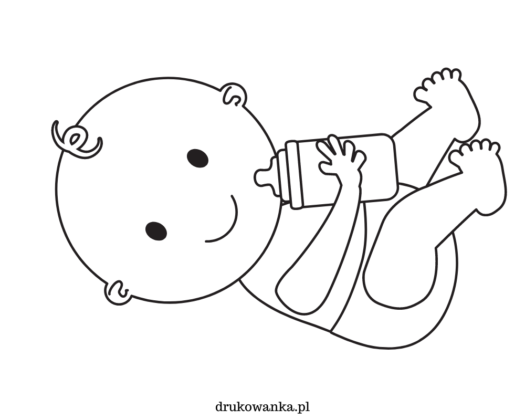 Newborn baby coloring book with milk bottle printable and online