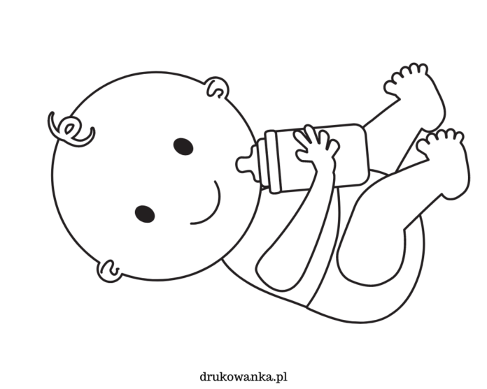 novorodenec s fľašou mlieka na vyfarbenie knižky na vytlačenie
