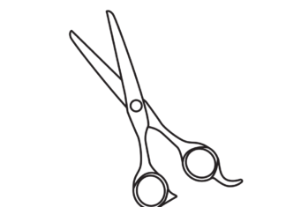 kadeřnické nůžky k vytisknutí omalovánky