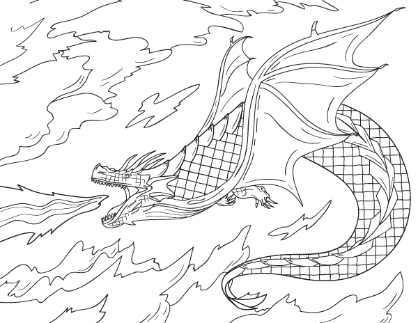 livro para colorir o dragão de fogo para imprimir