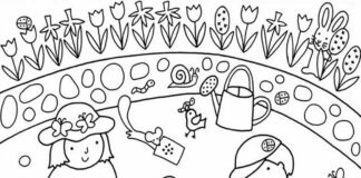 spring garden coloring book to print