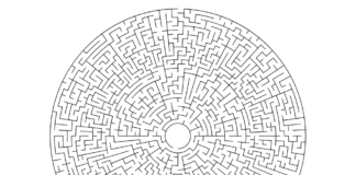 round maze coloring book to print
