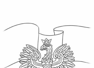 símbolo del águila y escudo de Polonia libro para colorear para imprimir