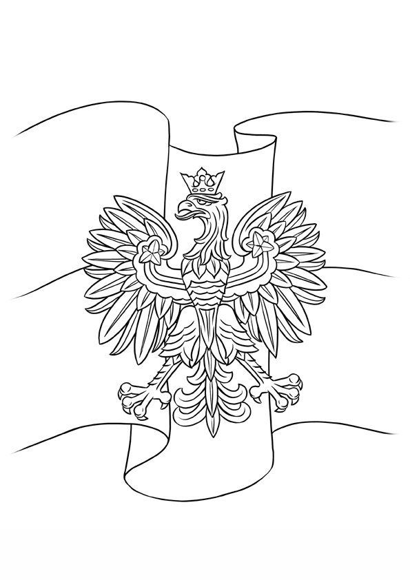 ポーランドのワシのシンボルと紋章の塗り絵 印刷可能