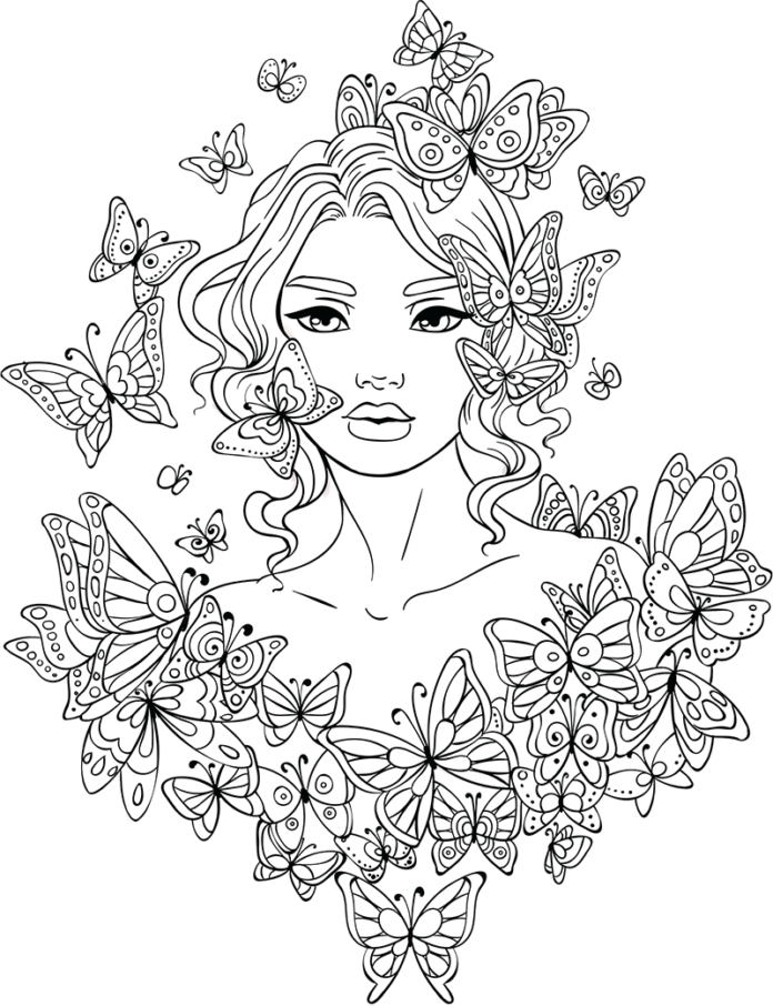 lady spring coloring book to print