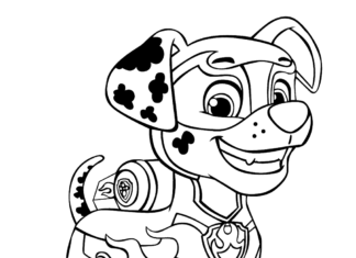 dog marshall from dog patrol coloring book to print