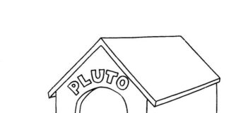 pluto the dog in the kennel coloring book to print