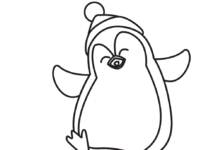 Pinguin-Spaten-Pok-Malbuch zum Ausdrucken